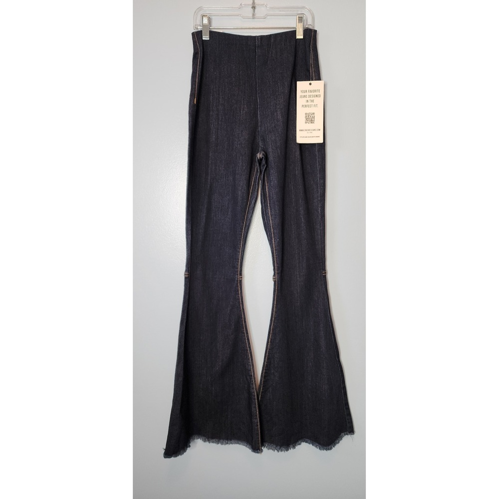 Encore Jeans Bell Bottom Juniors 3 Dark Wash NWT High Rise Raw Hem Flare V2448D